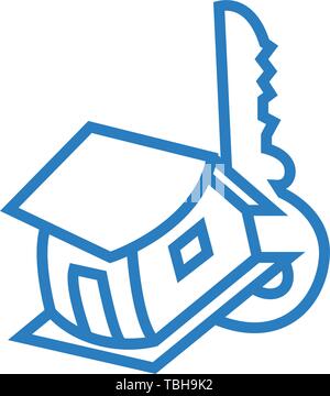 House Key line Icon - Vector Stock Vector