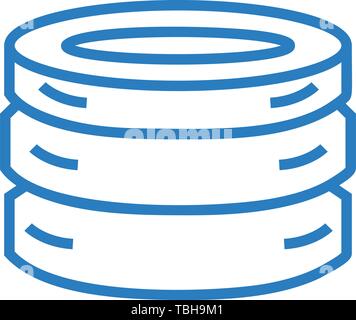 Money icon line art. Coin sign vector Stock Vector