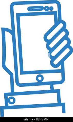Mobile phone in hand icon - vector Stock Vector