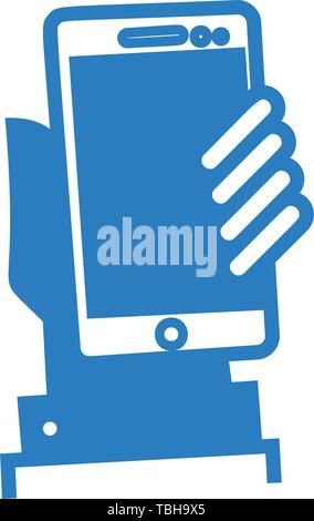 Mobile phone in hand icon - vector Stock Vector