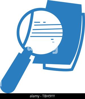 Search documents icon, Magnifying glass and page sign. vector Stock Vector