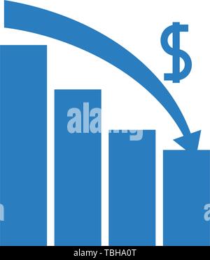 Downward Finance Sign - Vector Stock Vector