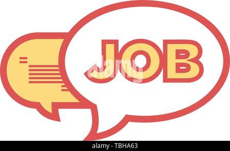 Chatting Bubble with job text linear fill sign - vector Stock Vector