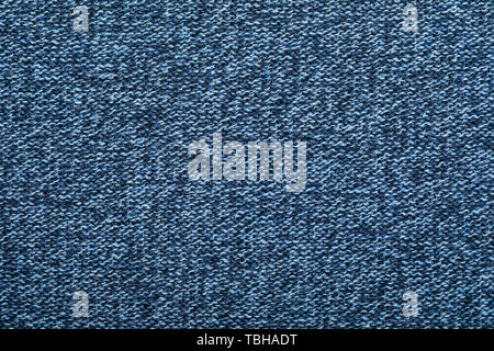 Dark blue melange knitted fabric made of heather mixed yarn textured background Stock Photo