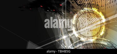 Abstract fingerprint technology business background. Circuit security style. Digital identify Stock Vector