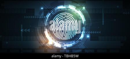 Abstract fingerprint technology business background. Circuit security style. Digital identify Stock Vector