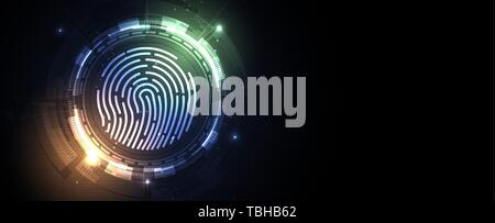 Abstract fingerprint technology business background. Circuit security style. Digital identify Stock Vector