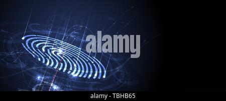 Abstract fingerprint technology business background. Circuit security style. Digital identify Stock Vector