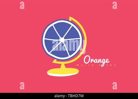 Modern orange world globe illustration Stock Vector