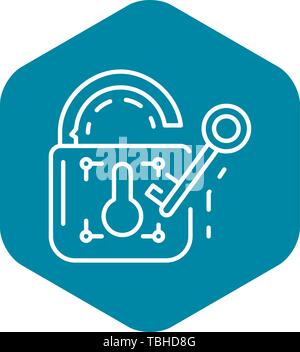 Unlock device security icon, outline style Stock Vector