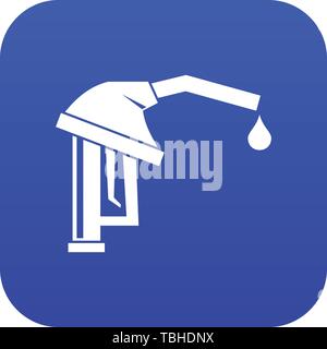 Gasoline pump nozzle icon digital blue Stock Vector