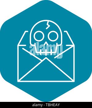 Hacking email icon, outline style Stock Vector