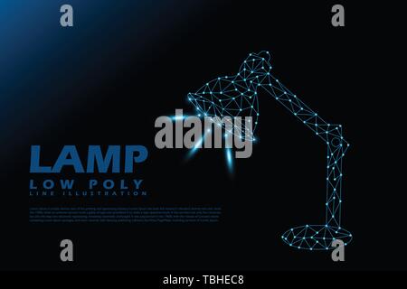 Polygonal Lump Light - Low poly line style illustration - blue Light concept Stock Vector