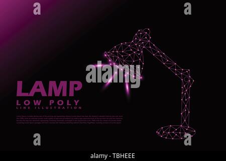 Polygonal Lump Light - Low poly line style illustration - Purple Light concept Stock Vector