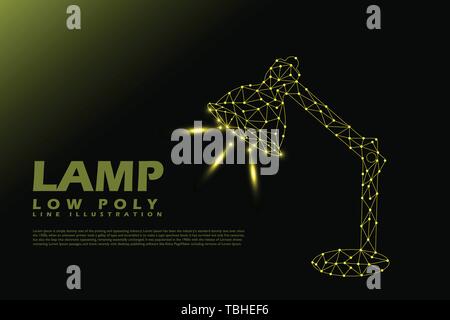 Polygonal Lump Light - Low poly line style illustration - yellow Light concept Stock Vector
