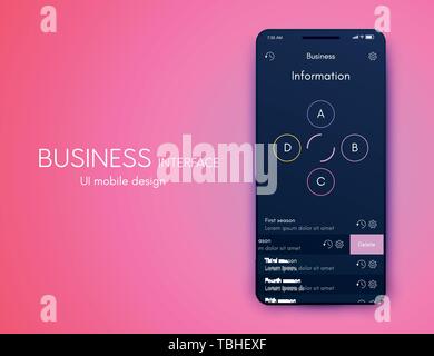 Vector graphics mobile infographics with four options. Template for creating mobile applications, workflow layout, diagram, banner, web design Stock Vector