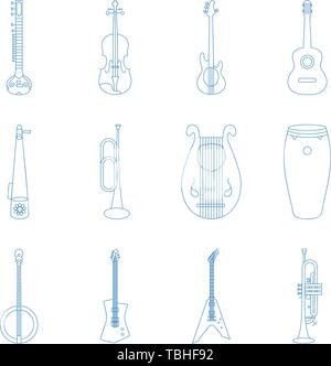 Music instruments Icons set - vector Stock Vector