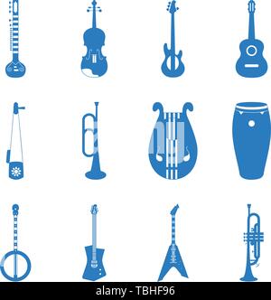 Music instruments Icons set - vector Stock Vector