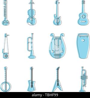 Music instruments vector set. Stringed musical instrument silhouette on ...