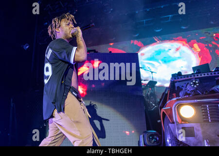 May 31, 2019 - Milwaukee, Wisconsin, U.S - Rapper JUICE WRLD (JARED HIGGINS)  during the Death Race for Love Tour at The Rave (Eagles Ballroom) in Milwaukee, Wisconsin (Credit Image: © Daniel DeSlover/ZUMA Wire) Stock Photo