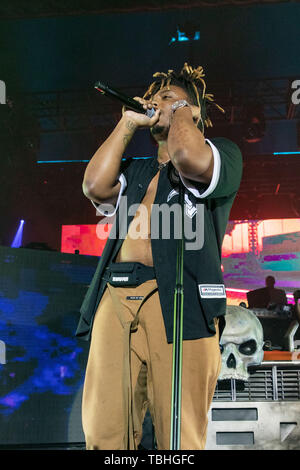 May 31, 2019 - Milwaukee, Wisconsin, U.S - Rapper JUICE WRLD (JARED HIGGINS)  during the Death Race for Love Tour at The Rave (Eagles Ballroom) in Milwaukee, Wisconsin (Credit Image: © Daniel DeSlover/ZUMA Wire) Stock Photo