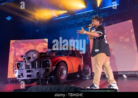 May 31, 2019 - Milwaukee, Wisconsin, U.S - Rapper JUICE WRLD (JARED HIGGINS)  during the Death Race for Love Tour at The Rave (Eagles Ballroom) in Milwaukee, Wisconsin (Credit Image: © Daniel DeSlover/ZUMA Wire) Stock Photo