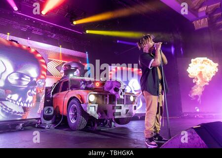 May 31, 2019 - Milwaukee, Wisconsin, U.S - Rapper JUICE WRLD (JARED HIGGINS)  during the Death Race for Love Tour at The Rave (Eagles Ballroom) in Milwaukee, Wisconsin (Credit Image: © Daniel DeSlover/ZUMA Wire) Stock Photo