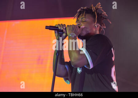 May 31, 2019 - Milwaukee, Wisconsin, U.S - Rapper JUICE WRLD (JARED HIGGINS)  during the Death Race for Love Tour at The Rave (Eagles Ballroom) in Milwaukee, Wisconsin (Credit Image: © Daniel DeSlover/ZUMA Wire) Stock Photo