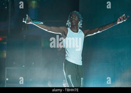 May 31, 2019 - Milwaukee, Wisconsin, U.S - Rapper YUNG BANS (VAS COLEMAN) during the Death Race for Love Tour at The Rave (Eagles Ballroom) in Milwaukee, Wisconsin (Credit Image: © Daniel DeSlover/ZUMA Wire) Stock Photo