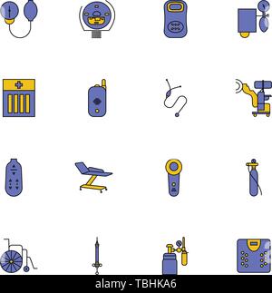 Medical Icons set - linear fill style green color vector - Vector Stock Vector
