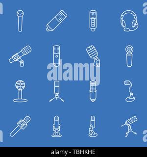 Microphone icons set - Collection of high-quality audio pictogram - vector Stock Vector