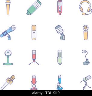 Microphone icons set - Collection of high-quality audio pictogram - vector Stock Vector