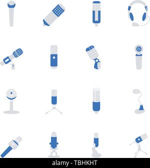 Microphone icons set - Collection of high-quality audio pictogram - vector Stock Vector