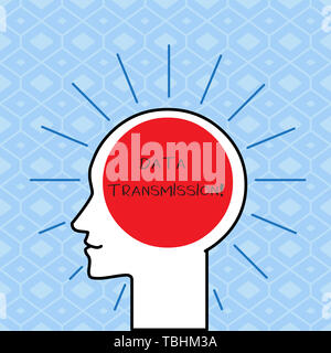 Handwriting text writing Data Transmission. Conceptual photo sending data electronically over a communications network Outline Silhouette Human Head S Stock Photo