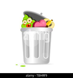 Recycle Bin Cartoon Character Modern Flat Design. Vector Illustration Isolated On White Background Stock Vector