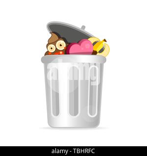 Recycle Bin Cartoon Character Modern Flat Design. Vector Illustration Isolated On White Background Stock Vector