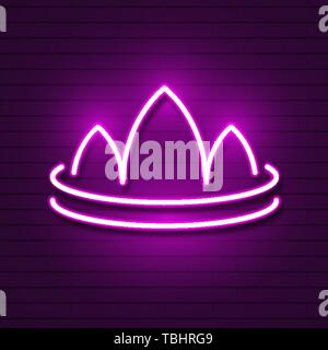 Neon crown on brick wall logo for web design. Vector illustration Stock Vector