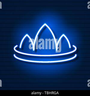 Neon crown on brick wall logo for web design. Vector illustration Stock Vector