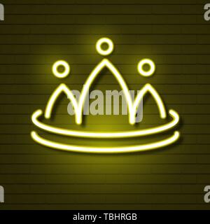 Neon crown on brick wall logo for web design. Vector illustration Stock Vector