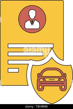 Car driving license document icon flat style Stock Vector