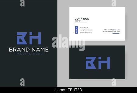 Premium letter BH logo with an elegant corporate identity template Stock Vector