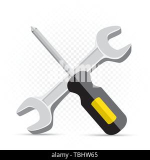 screwdriver and wrench repair icon Stock Vector