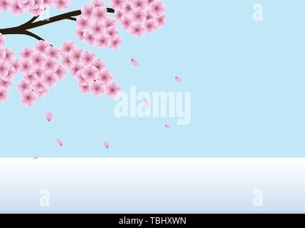 Nature background with pink floral branch. Stock Vector