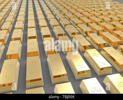 3D rendering of gold bars isolated on white studio background Stock ...