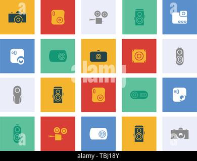 Camera flat icons set - Camera modern flat sign vector illustration collection - vector Stock Vector