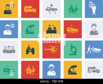 Doctor And Medical flat Icons Set - vector Stock Vector