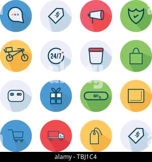 Flat icons set - Trendy Modern flat vector icons Shopping and E-Commerce concept sign - vector Stock Vector
