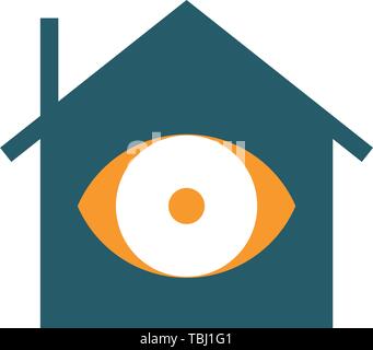 House with eye sign icon - vector Stock Vector
