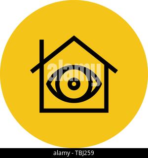 House with eye sign icon - vector Stock Vector