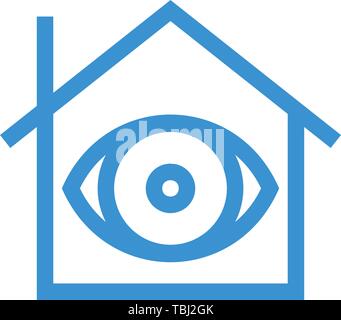 House with eye sign icon - vector Stock Vector